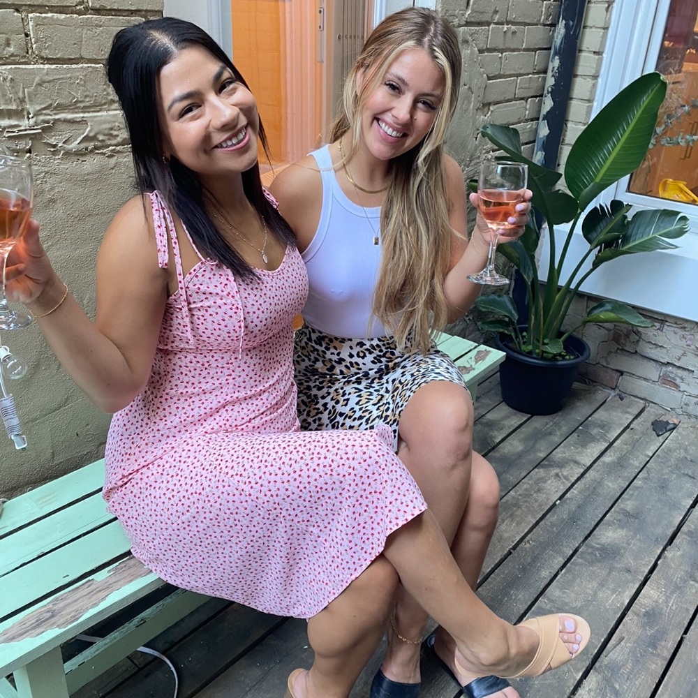 SHEIN Pink Floral Midi Dress